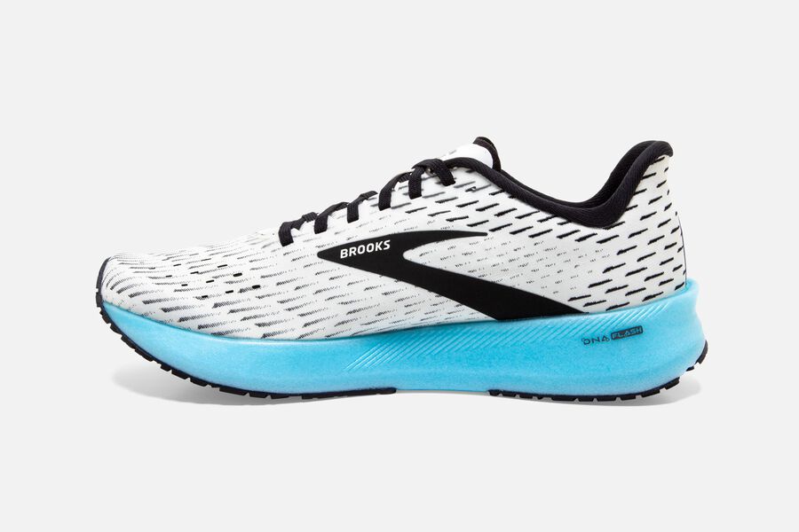 Brooks Running Shoes Mens White/Black/Turquoise - Hyperion Tempo Road - 6542-YXMLC